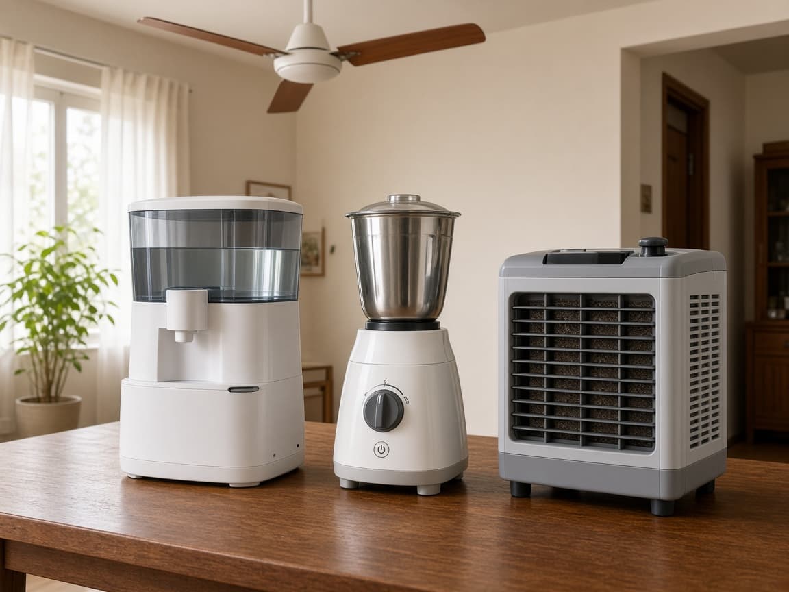 Home appliances including a cooler and mixer at Prem Agencies, Hadapsar